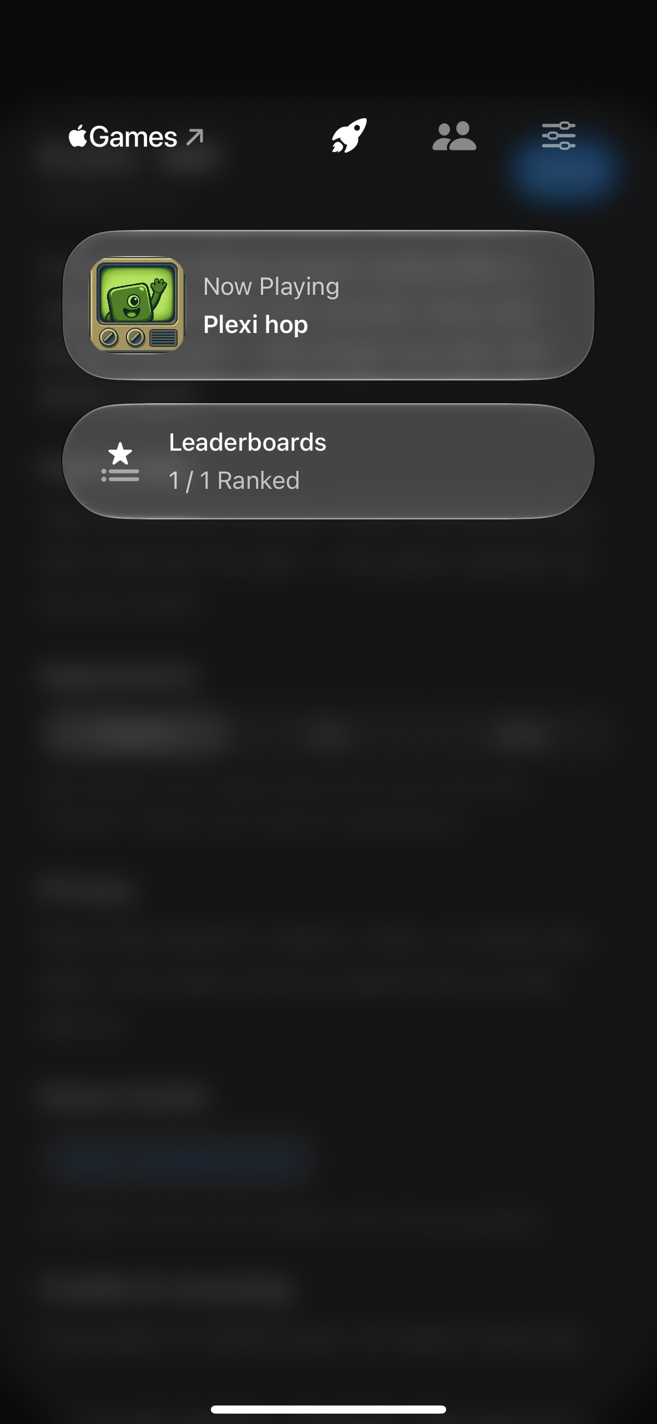 Plexi Hop Game Center Leaderboard on iPhone
